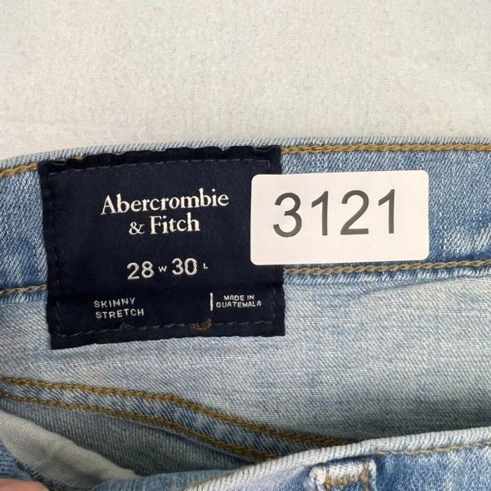 Abercrombie & Fitch Jeans Men's 28x30 Skinny Stretch Light Wash Mid-Rise - Picture 10 of 14